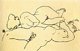 Egon Schiele Study of a couple painting